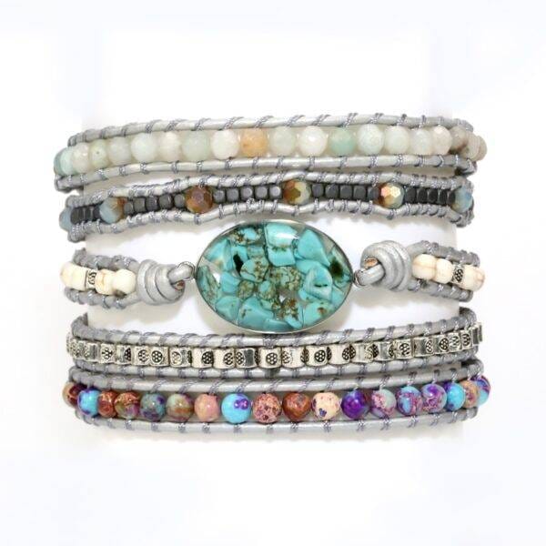 Natural Stones Decorated Wrap Bracelet