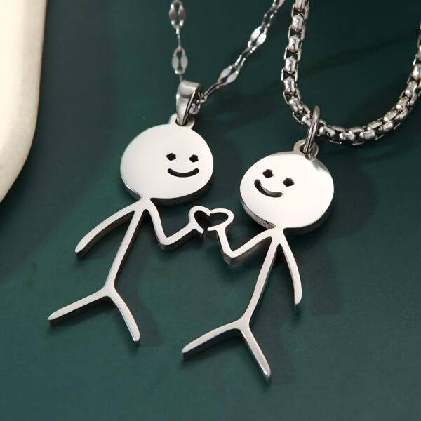 Unique Heart & Humor Stickman Necklace