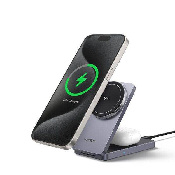 Qi2 20W Magnetic Wireless Charging Stand for iPhone 16 Pro Max & AirPods