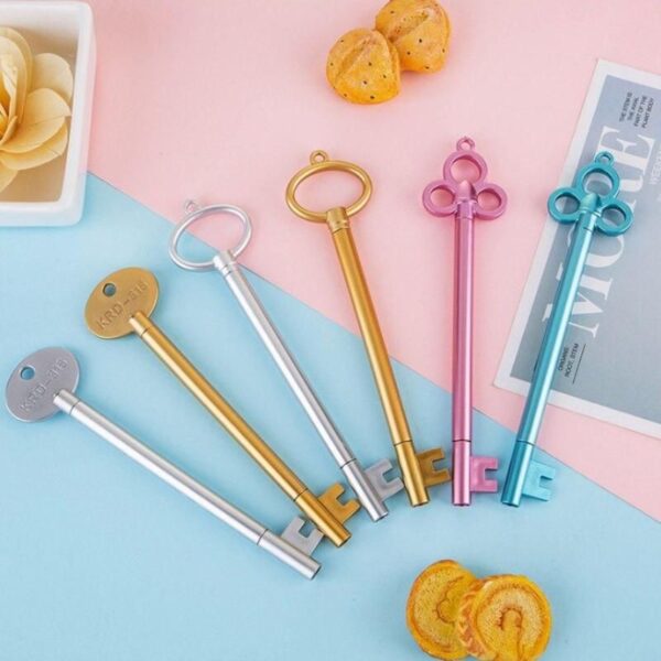 Retro Key-Shaped Gel Ink Pens, 100 Pcs Set
