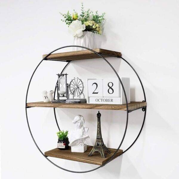 Rustic Wood Geometric Floating Shelves