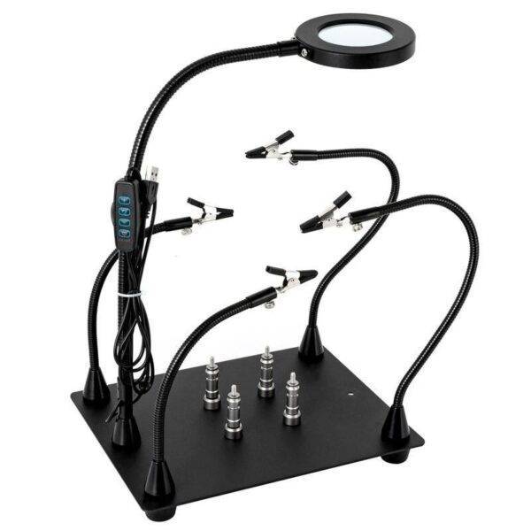 Magnetic Helping Hands Soldering Station - Precision Soldering Tool with LED Light and Magnifier