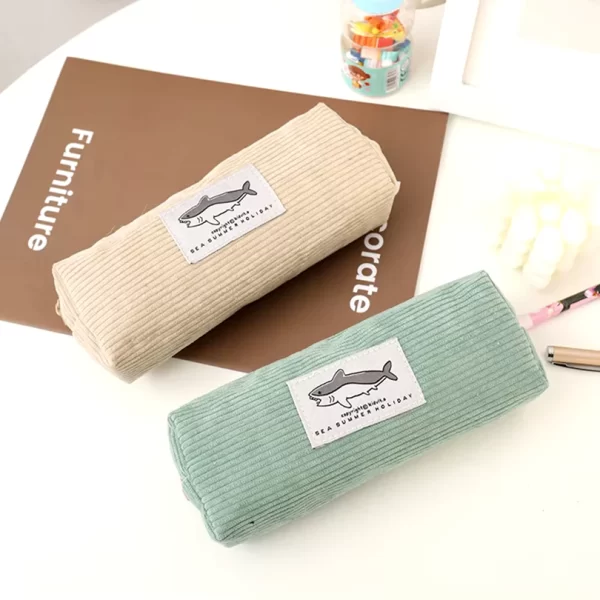 Corduroy Shark Pencil Case