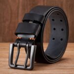 Men's Genuine Leather Belt – 4.3cm Double Pin Buckle, Premium Quality