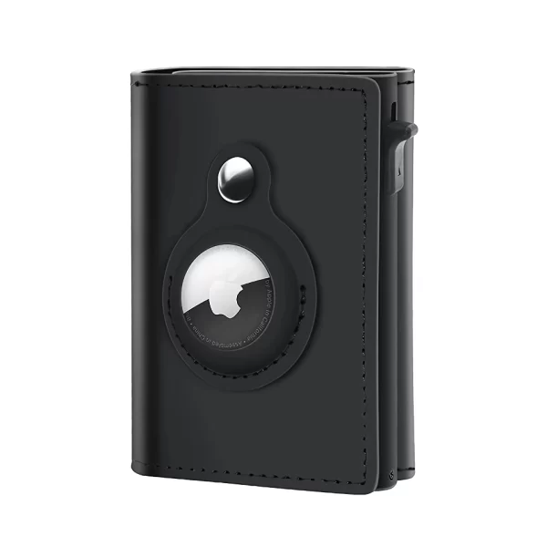 Leather AirTag Wallet with RFID Protection and Minimalist Design for Men