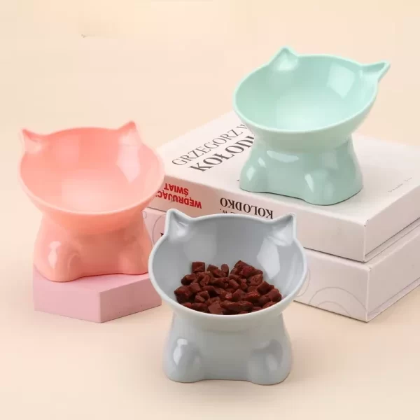 Cute Cat-Shaped Elevated Feeder for Cats and Dogs