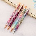 Luxury Metal Ballpoint Pens, Cute Press & Spin Design, 4-Pack for Office & School