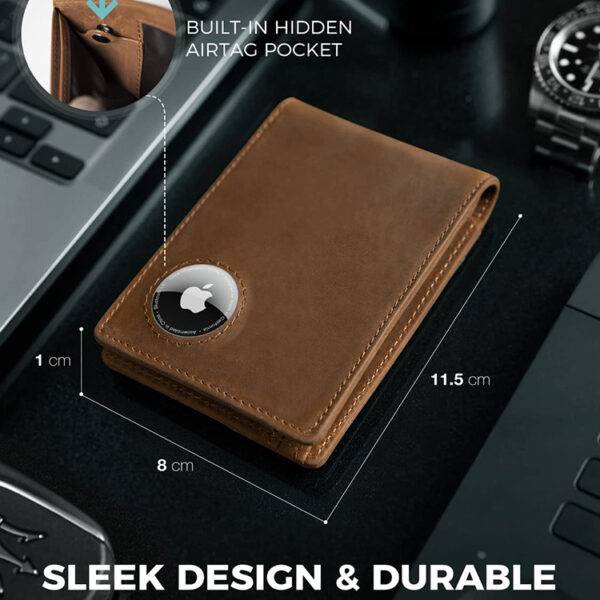 Retro Crazy Horse Leather Wallet with RFID Protection - Image 4
