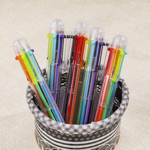 Multicolor 6-in-1 Retractable Ballpoint Pens 0.5mm, 50 Pack