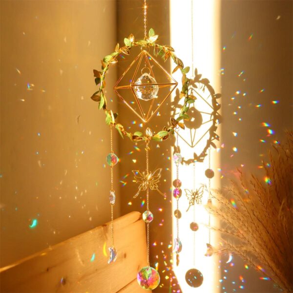 Butterfly Crystal Wind Chime with Vine & Moon