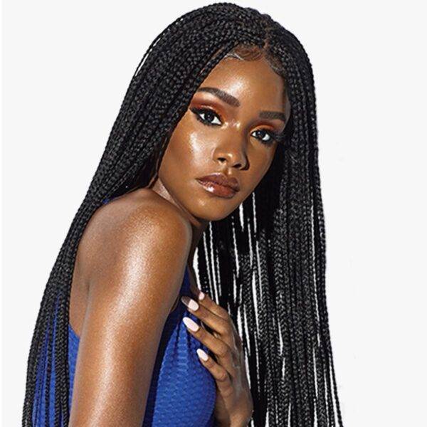 30 Inch Ombre Brown Box Braids Synthetic Lace Front Wig with Baby Hair