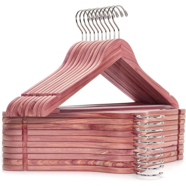 Luxurious Red Cedar Wood Hangers 30-Pack with 360° Swivel Hook