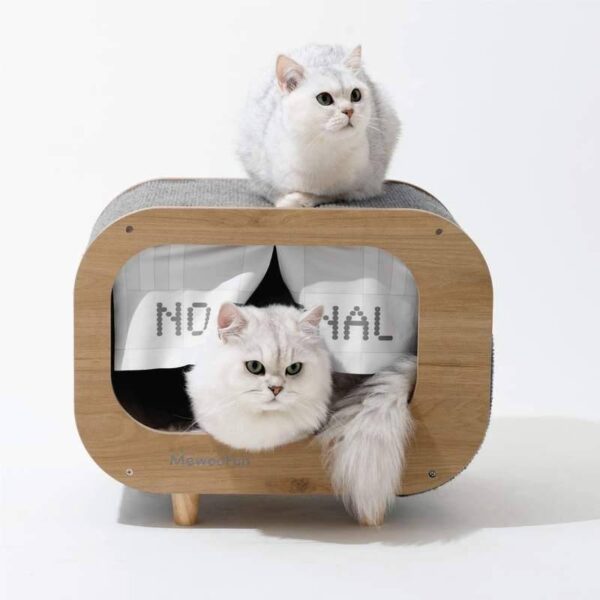 Luxury Wooden Cat House Bed & Condo with Scratching Pad