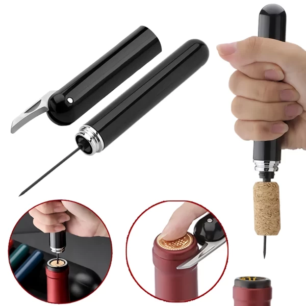 Portable Air Pump Wine Bottle Opener - Stainless Steel Air Pressure Corkscrew