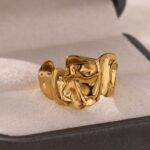 Twisted Irregular Stainless Steel Ring - Adjustable, Vintage Statement Wedding Band