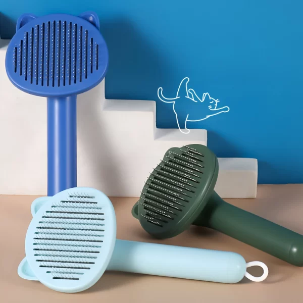 Self-Cleaning Dog Brush with Massage Comb & Hair Remover for Grooming