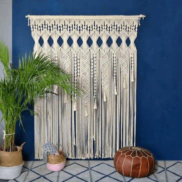 Boho Chic Beige Macrame Wall Hanging Tapestry