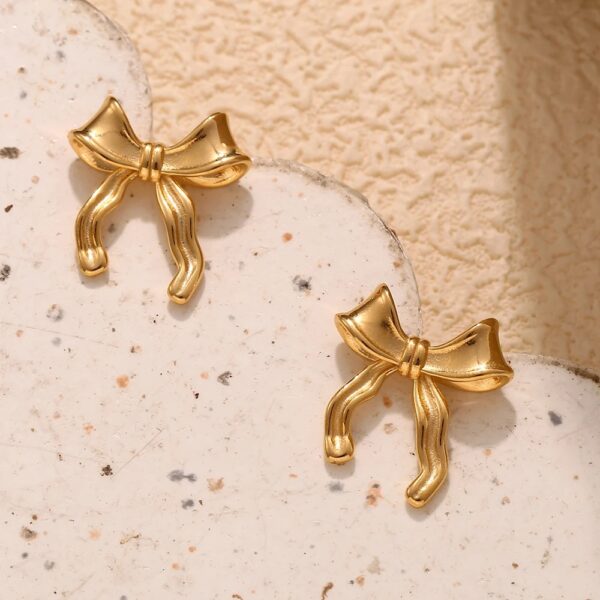 Gold Color Sweet Bowknot Stud Earrings