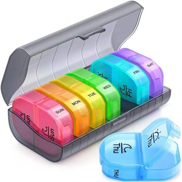 Weekly AM/PM Pill Organizer with Detachable Compartments