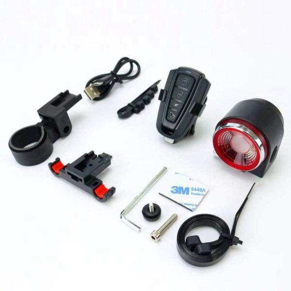 Wireless LED Bicycle Rear Light with Alarm and Brake Indicator