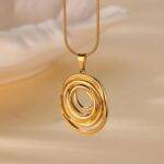 Infinity Oval Pendant Necklace - Simple Gold Charm Choker for Women