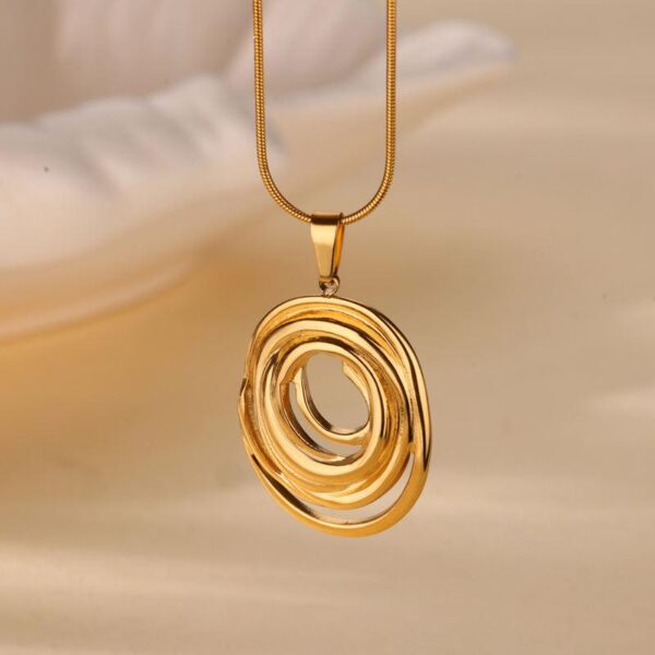 Infinity Oval Pendant Necklace - Simple Gold Charm Choker for Women