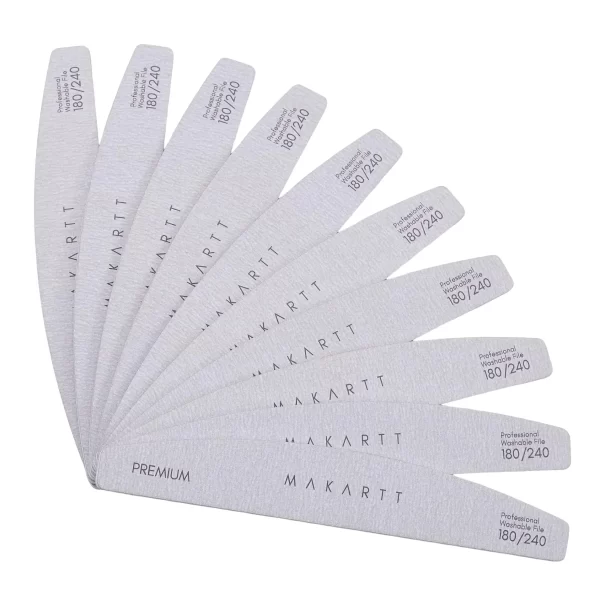 180/240 Grit Double-Sided Nail Files - 10 Pcs Washable Emery Boards for Acrylic Nails