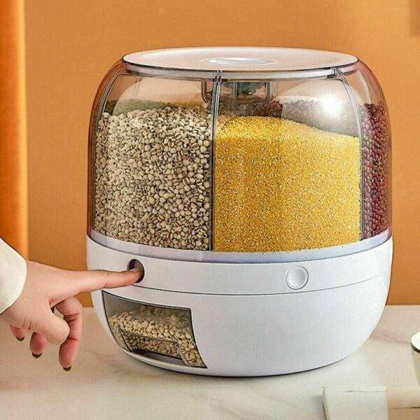 6-Grid Rotating Rice and Dry Food Dispenser