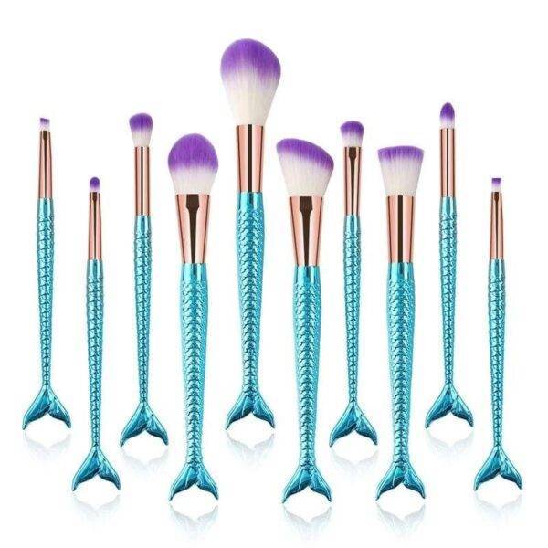 10Pcs Mermaid Style Makeup Brush Set