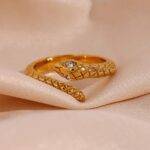 Waterproof Hypoallergenic Crystal Snake Ring