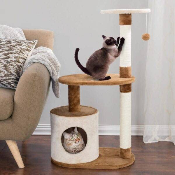 3-Tier Indoor Cat Tree with Condo, Scratching Posts & Perches