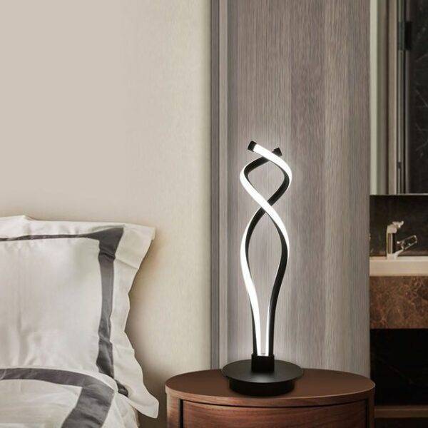 Modern Black LED Spiral Table Lamp