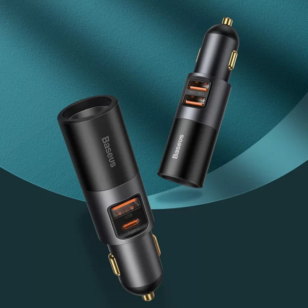 120W Car Charger Splitter with Dual USB & Type-C Ports