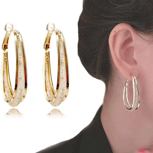 Elegant Woven Mesh Oval Hoop Earrings for Women - Bridal, Wedding, and Valentine's Day Gift Designer Jewelry - Image 3