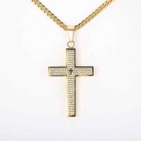 Stylish Unisex Cross Pendant Necklace with Cuban Link Chain