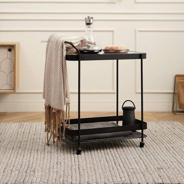 Elegant Nordic-Inspired Kitchen and Dining Trolley with Metal Frame