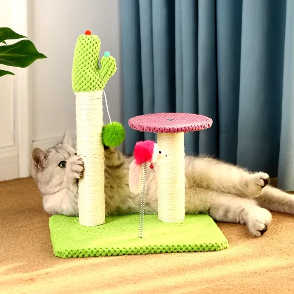 Large Cat Climbing Tree with Scratch Board and Double Platforms