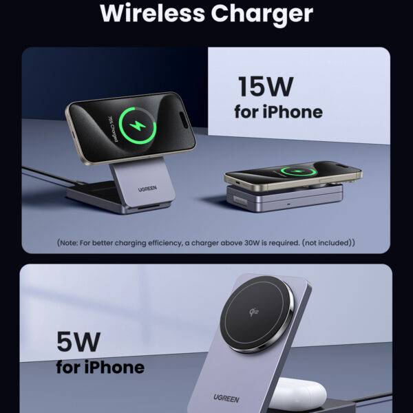 Qi2 20W Magnetic Wireless Charging Stand for iPhone 16 Pro Max & AirPods - Image 4