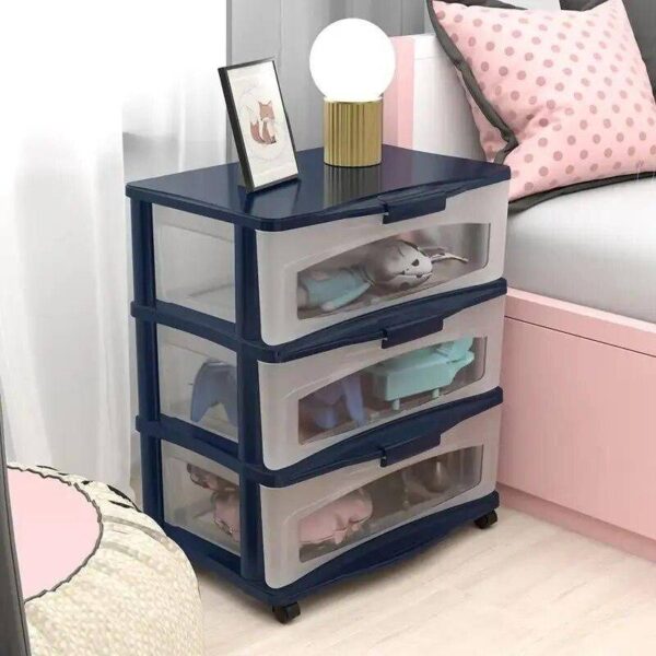 3-Drawer Wide Storage Cart with Wheels
