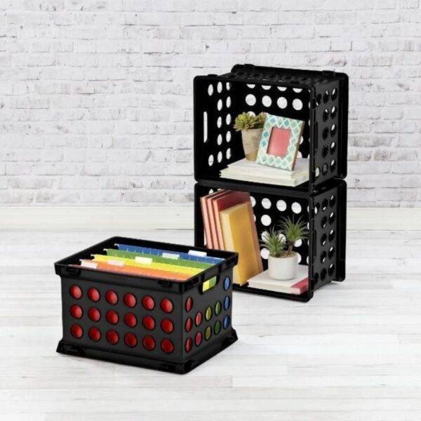 Black Plastic File Crates for Storage & Organization