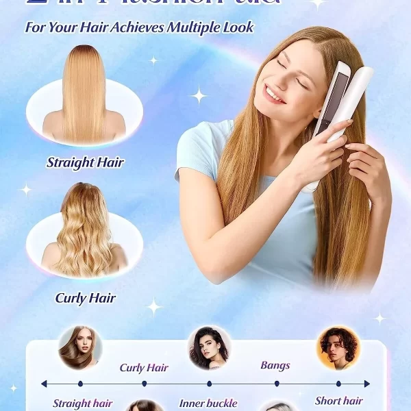2-in-1 Cordless Hair Straightener and Curler - Image 3