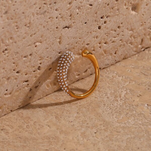 Trendy Asymmetric Waterdrop Snake Shape Pearl Ring