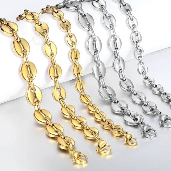 Stainless Steel Coffee Beans Link Chain Bracelet