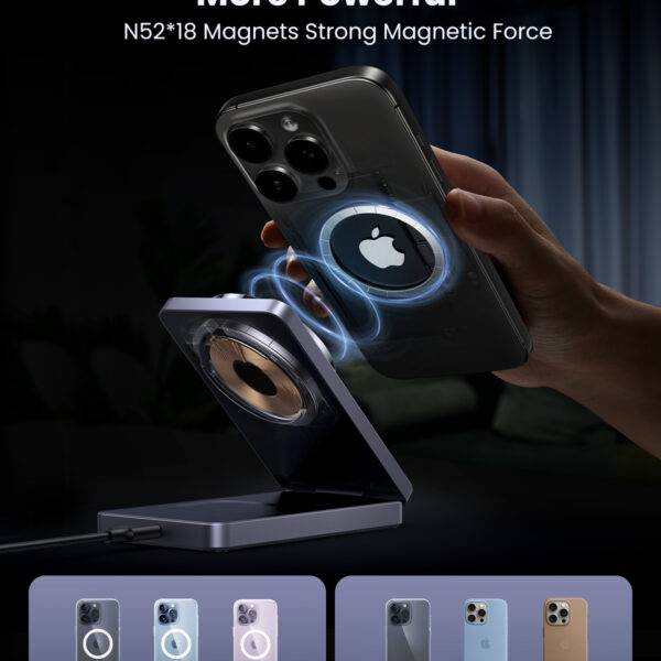 Qi2 20W Magnetic Wireless Charging Stand for iPhone 16 Pro Max & AirPods - Image 5