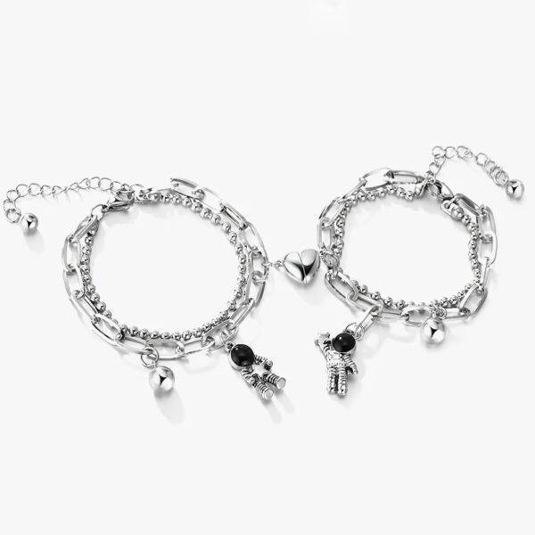Charming Heart & Astronaut Double Layer Bracelet